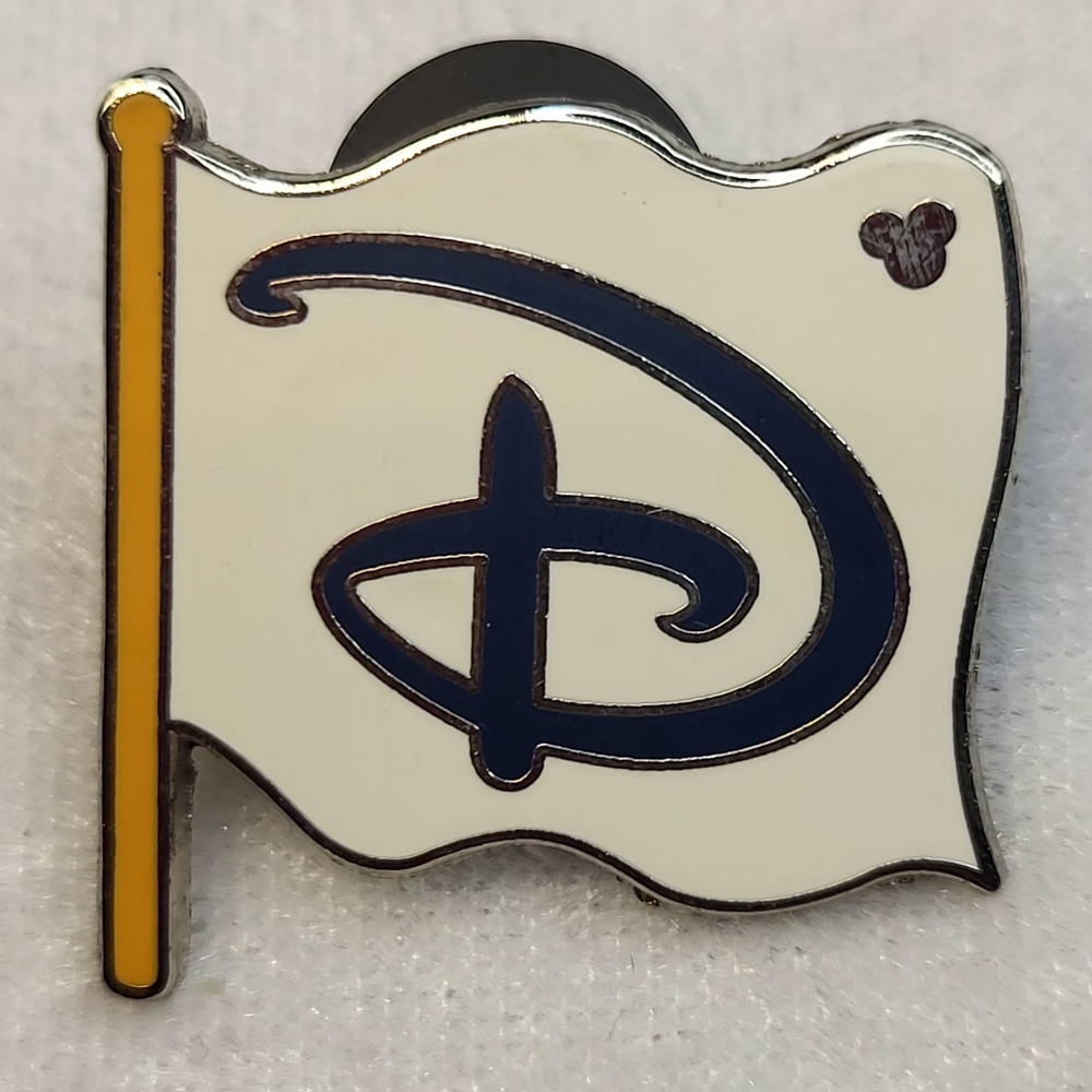 Disney 2008-09 Fun Icons Classic White D Flag Hidden Mickey Pin
